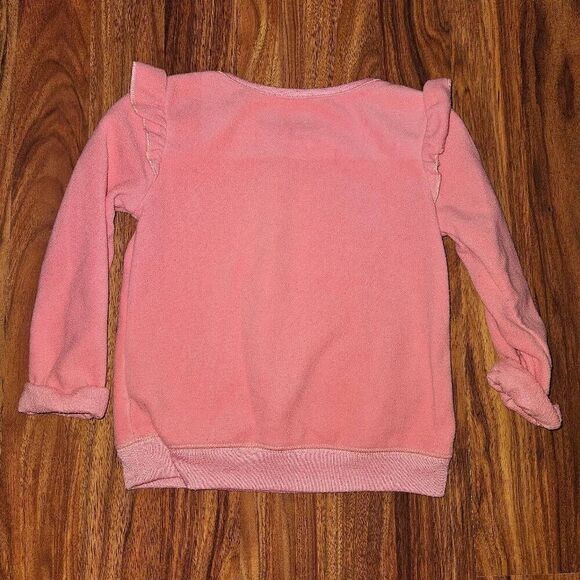 5 For $25 Carter's Pink Fleece Crew Neck Ruffle Sweatshirt With Foxes Baby 24M - Picture 4 of 4